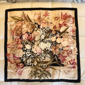 Lovely Valentino? silk twill scarf, floral bouquet